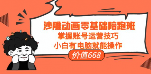 沙雕动画零基础教学课程，小白有电脑就能操作（掌握账号运营技巧）-欢迎访问本站