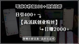 零成本秒加100+创业社群，日引400+高活跃创业粉丝，日赚2000+，附赠社-亿纬资源网-野路子中心-欢迎访问野路子中心网