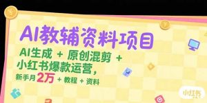 AI教辅资料项目，AI生成+原创混剪+小红书爆款运营，新手月入2万+教程+资料-亿纬资源网-野路子中心-欢迎访问野路子中心网