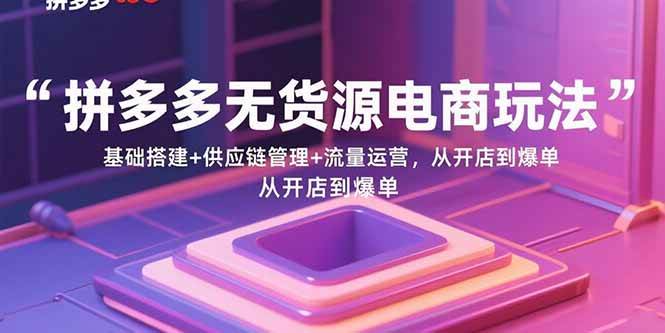 图片[1]-拼多多无货源电商玩法：基础搭建+供应链管理+流量运营，从开店到爆单-欢迎访问野路子中心网