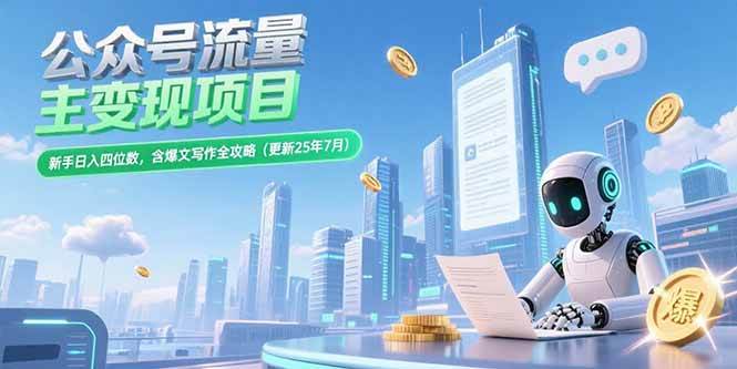 图片[1]-公众号流量主变现项目，新手日入四位数，含爆文写作全攻略-亿纬资源网-野路子中心-欢迎访问野路子中心网