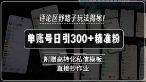 评论区野路子玩法揭秘！单账号日引300+精准粉，附赠高转化私信模板，-亿纬资源网-野路子中心-欢迎访问野路子中心网
