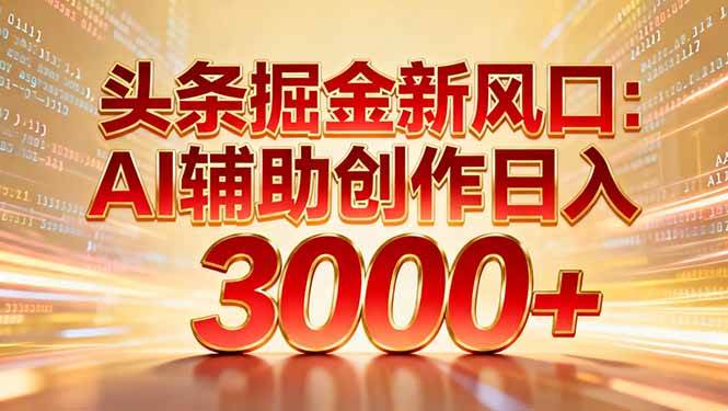 图片[1]-头条掘金新风口：AI辅助创作日入3000+，矩阵玩法当天启动隔天见效-欢迎访问野路子中心网