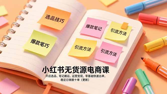 图片[1]-小红书无货源电商课，开店选品、笔记搬运、运营变现，零基础快速出单，稳定日销数十单（更新）-欢迎访问野路子中心网