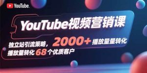 YouTube视频营销课，独立站引流策略，2000+播放量转化68个优质客户-欢迎访问野路子中心网