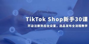 TikTok Shop新手30课，开店注册到后台设置，选品发布全流程教学-亿纬资源网-野路子中心-欢迎访问野路子中心网