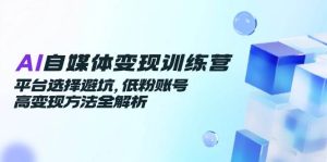 AI自媒体变现训练营，平台选择避坑，低粉账号高变现方法全解析-亿纬资源网-野路子中心-欢迎访问野路子中心网