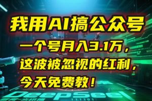 我用AI搞公众号，一个号月入3.1万，这波被忽视的红利，今天免费教！-亿纬资源网-野路子中心-欢迎访问野路子中心网