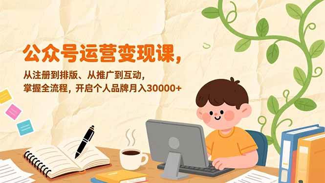 图片[1]-公众号运营变现课，从注册到排版、从推广到互动，掌握全流程，开启个人品牌月入30000+-欢迎访问野路子中心网