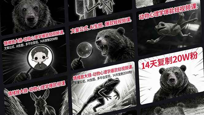 图片[1]-情绪放大镜-动物心理学爆款短视频课，文案公式、AI生图、多平台变现，14天复制20W粉-欢迎访问野路子中心网