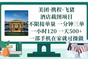 图片[1]-美团、携程、飞猪截图项目，一部手机在家做，不限接单量，一分钟三单，一小时120，一天500+ 项目介绍-欢迎访问野路子中心网