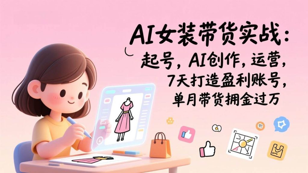 图片[1]-AI女装带货实战：起号，AI创作，运营，7天打造盈利账号，单月带货佣金过万-欢迎访问野路子中心网