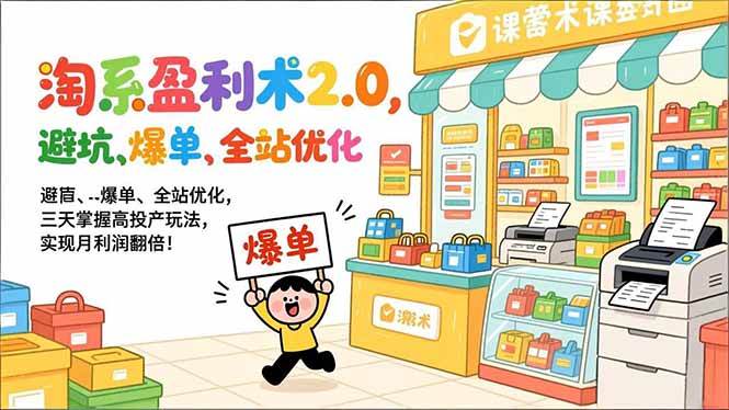 图片[1]-淘系盈利术2.0，避坑、爆单、全站优化，三天掌握高投产玩法，实现月利润翻倍！-欢迎访问野路子中心网