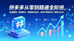 拼多多从零到精通全阶班，流量爆破、疑难解决，构建盈利体系，单店月销破百万(更新2026)-欢迎访问野路子中心网