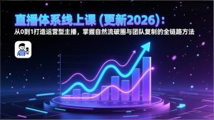直播体系线上课(更新2026)：从0到1打造运营型主播，掌握自然流破圈与团队复制的全链路方法-欢迎访问野路子中心网