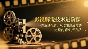 影视解说技术进阶课：一套市场化的、从文案到成片的完整内容生产方法-欢迎访问野路子中心网