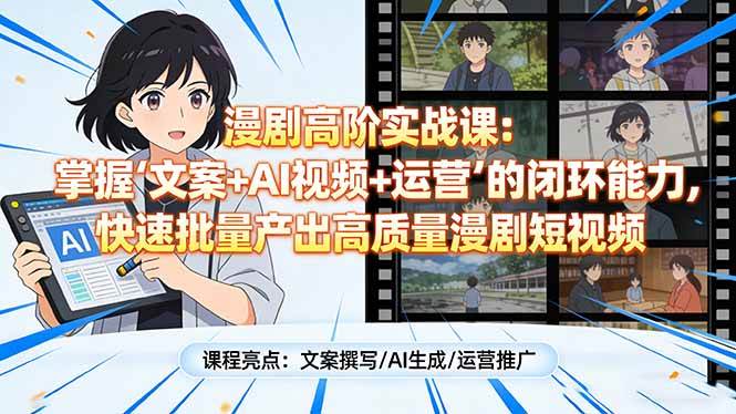 图片[1]-漫剧高阶实战课：掌握“文案+AI视频+运营”的闭环能力，快速批量产出高质量漫剧短视频-欢迎访问野路子中心网