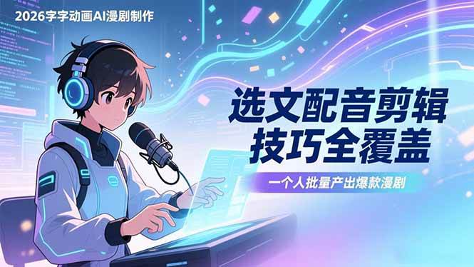 图片[1]-2026字字动画AI漫剧制作-1期，选文配音剪辑技巧全覆盖，一个人就能批量产出爆款漫剧-欢迎访问野路子中心网