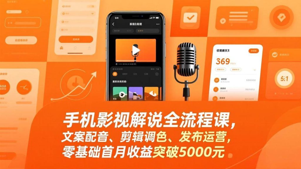 图片[1]-手机影视解说全流程课，文案配音、剪辑调色、发布运营，零基础首月收益突破5000元-欢迎访问野路子中心网